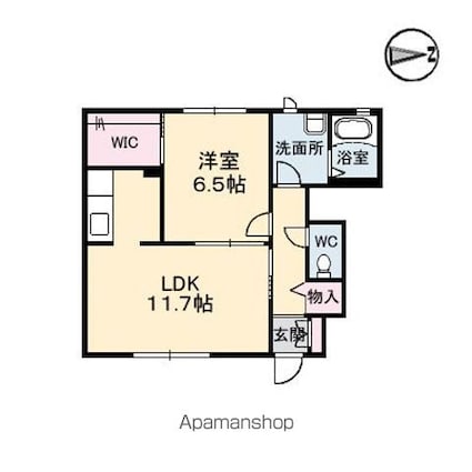 コンフォート　Ａ棟[1LDK/46.49m2]の間取図