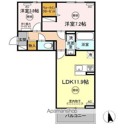ユーフォリア　Ｃ棟[2LDK/53.77m2]の間取図