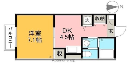 リバーサイド３３[1DK/30.3m2]の間取図