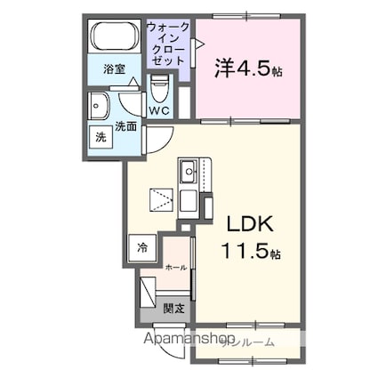 ロックリバー３号館[1LDK/40m2]の間取図