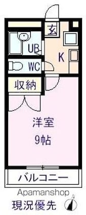 プルミエ[1K/23.18m2]の間取図