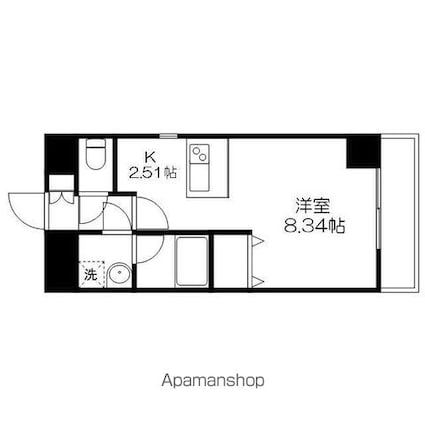 エンゼルプラザｅａｓｔⅠ[1K/28m2]の間取図