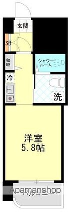 後楽園キャステール[1R/20.65m2]の間取図