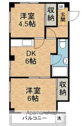 エレガンス旭町マンション[2DK/30.29m2]の間取図