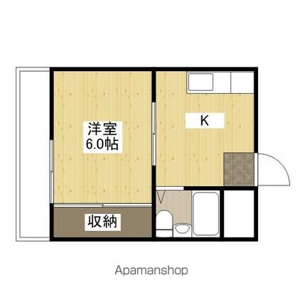 グリンピア[1K/23.6m2]の間取図