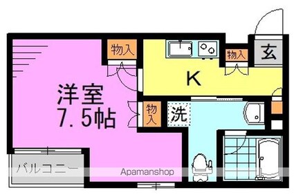 東京都杉並区梅里１丁目[1K/25.45m2]の間取図