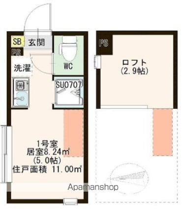 クラッセ小岩[1R/11.04m2]の間取図