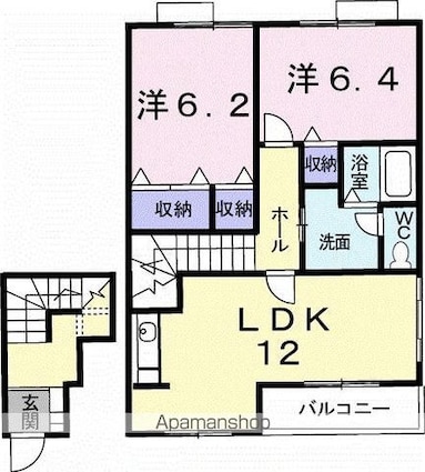 リヴァー・ウィルダーネスＣ[2LDK/65.53m2]の間取図
