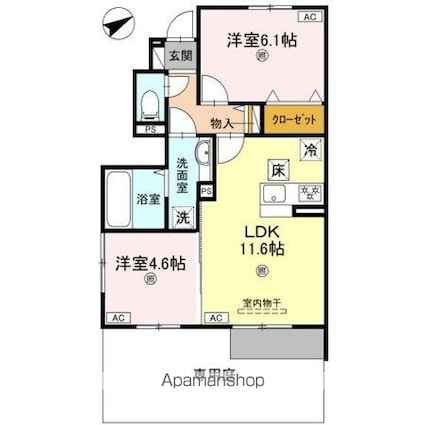 メゾン　ソレイユ[2LDK/51.43m2]の間取図