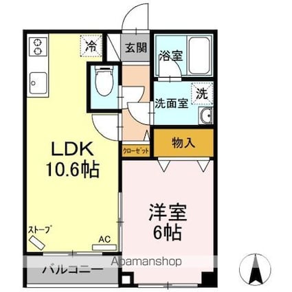 ザ・ガーデンＹａｍａｎｏｔｅ[1LDK/36.45m2]の間取図