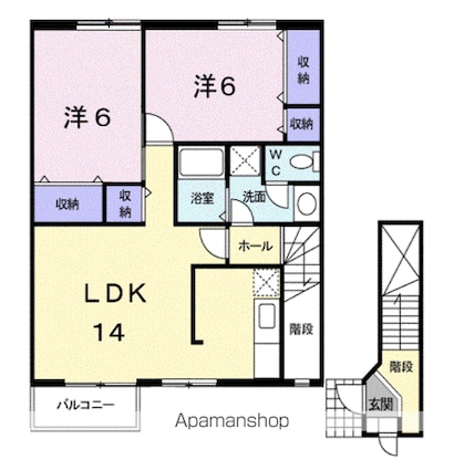 フォンテーヌＤ[2LDK/65.07m2]の間取図