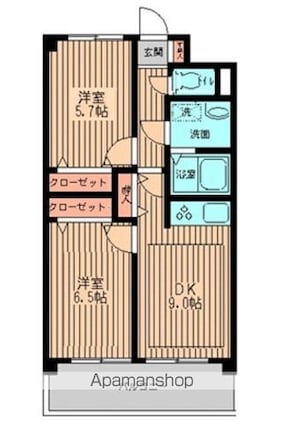 サンライフ氷川台[2DK/50m2]の間取図