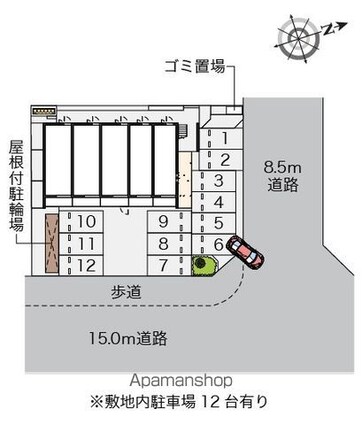クレイノやまぼうし[1K/22.35m2]の配置図