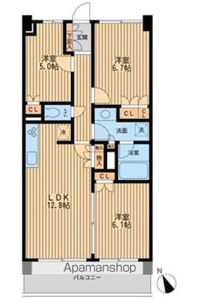ＨＦ若林公園レジデンス[3LDK/67.35m2]の間取図
