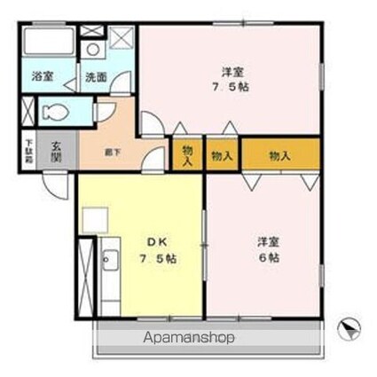 コゥジィーコート[2DK/48.57m2]の間取図