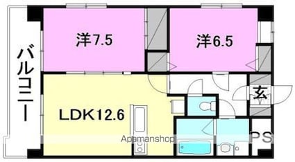 プレジール来住[2LDK/65m2]の間取図