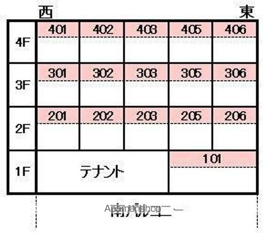 第２パールハイツ[1K/18.7m2]の配置図