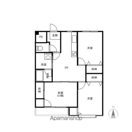 プライムハイツＲ・Ｋ[3DK/57.96m2]の間取図