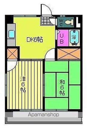第１６杉フラット[2DK/36.45m2]の間取図