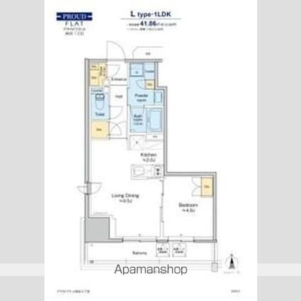 プラウドフラット四谷三丁目[1LDK/41.86m2]の間取図