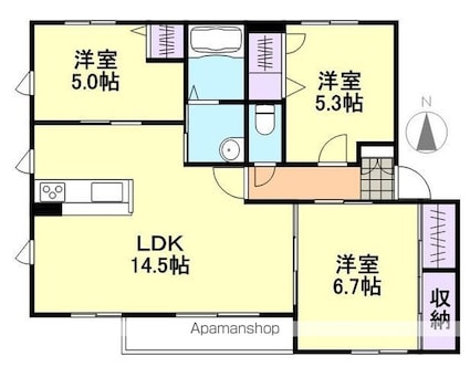 グランマスト笹沖　Ｂ棟[3LDK/68.22m2]の間取図