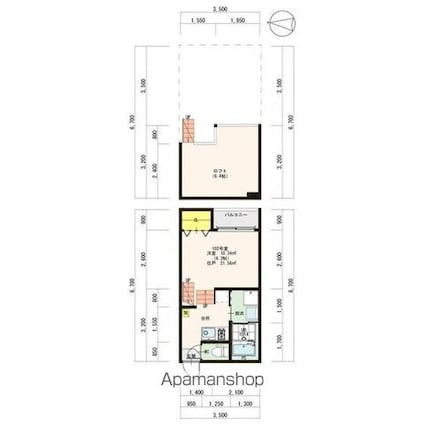 ハーモニーテラス旭ヶ丘[1K/21.56m2]の間取図