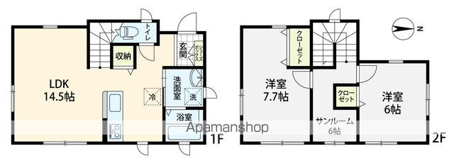 北陸鉄道石川線 新西金沢駅 徒歩14分 2階建 築10年の間取り写真