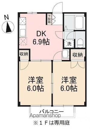 ニューシティＴＡＫＡＹＡⅠ・Ⅱ[2DK/40.04m2]の間取図