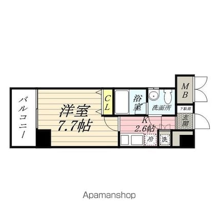 コンフォリア豊洲[1K/25.92m2]の間取図