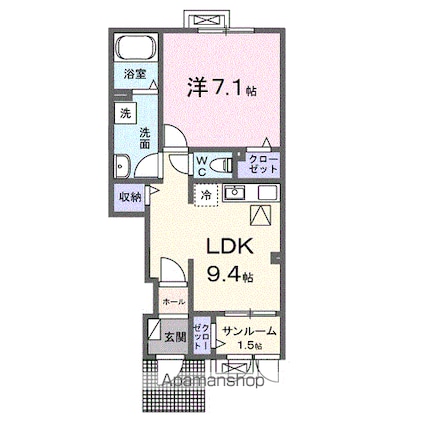 アムール・Ｋ[1LDK/42.31m2]の間取図