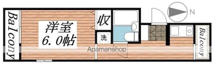 はなみずきハイツ[1K/21.8m2]の間取図