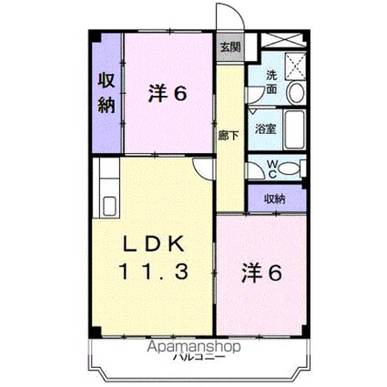 サンスクウェアカミムラ[2LDK/52.93m2]の間取図