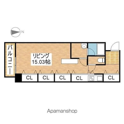 ＨＥＡＲＴＳＷＡＶＥ[1K/48.67m2]の間取図