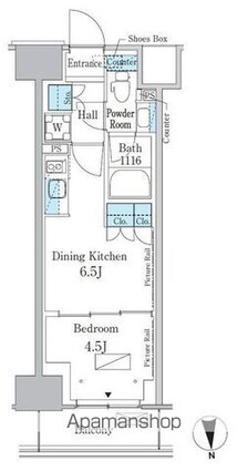 パークアクシス新宿百人町[1DK/28.17m2]の間取図