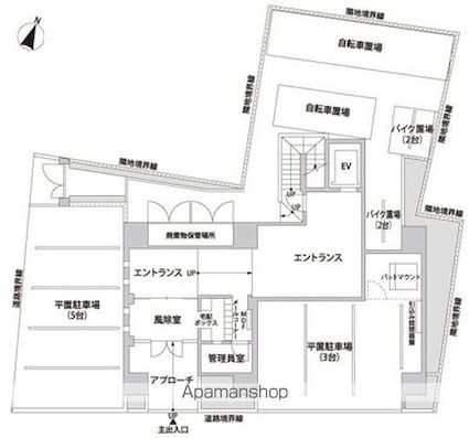 東京都渋谷区幡ヶ谷２丁目[1K/22.26m2]の配置図