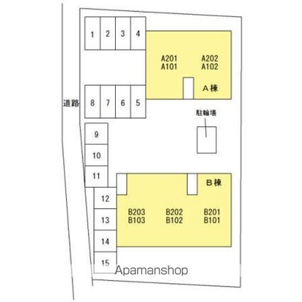 セジュール久万ノ台　Ｂ棟[3DK/55.31m2]の配置図