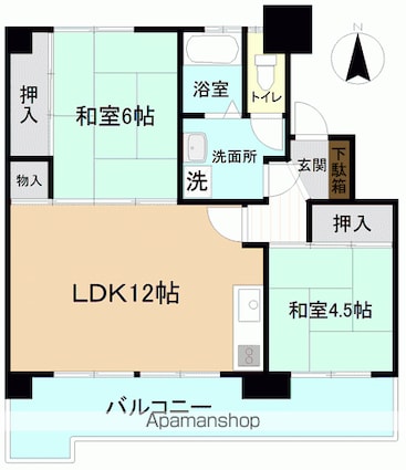 ルカーサ勿来Ⅰ・Ⅱ[2LDK/53.08m2]の間取図