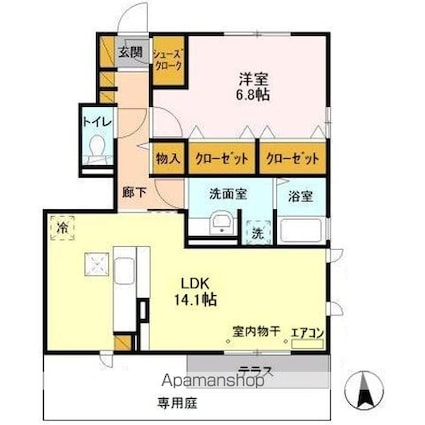 ラングレーヴン　Ａ[1LDK/54.46m2]の間取図