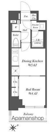 東京都台東区根岸３丁目[1DK/25.58m2]の間取図