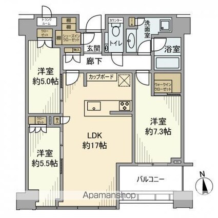 東京都港区白金１丁目[3LDK/81.22m2]の間取図