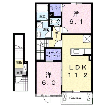 カンパニュール　Ⅰ[2LDK/57.64m2]の間取図