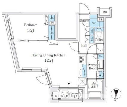 ＳＯＬＡＳＩＡｒｅｓｉｄｅｎｃｅ亀戸[1LDK/46.74m2]の間取図
