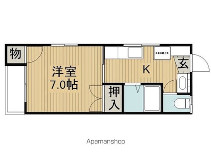 飯島コーポ[1K/25.46m2]の間取図