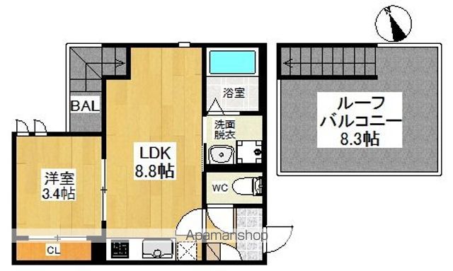 福岡市南区井尻のアパートの間取り