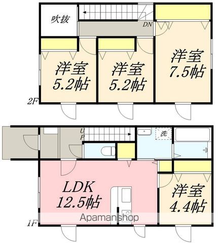 函館市電本線湯川線 湯の川駅 徒歩19分 2階建 築9年の間取り写真
