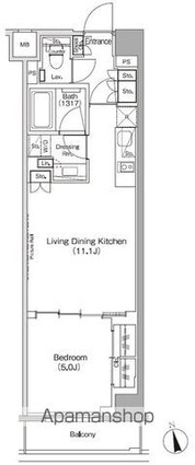 ザ・パークハビオ高円寺レジデンス[1LDK/40.63m2]の間取図