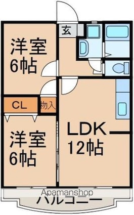 グランドール新町[2LDK/52.6m2]の間取図