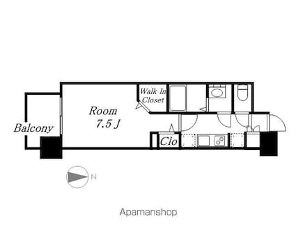パルティール中村公園[1K/25.09m2]の間取図