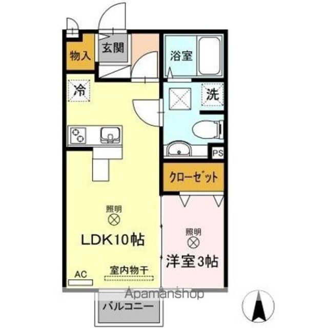 モナリエⅡ[1LDK/33.39m2]の間取図