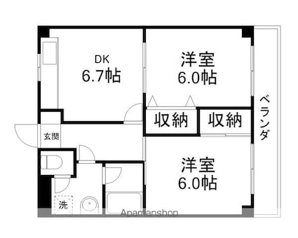 Ｍ’カルミア[2DK/45.36m2]の間取図